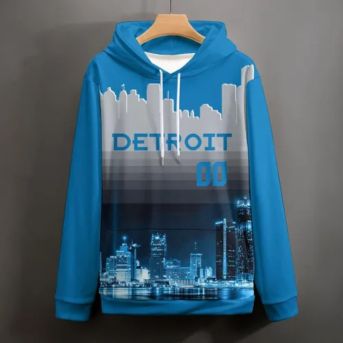 Vista 17 de Custom Football Hoodies City Night Skyline Personalized Sweatshirt Name Number Fan Gift Pullover for Men Women Youth