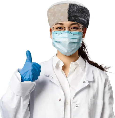 Vista 6 de Gorra médica con patrón de textura fresca con botones ajustables para mujer