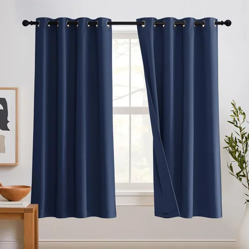 Vista 58 de RYB HOME - Cortinas con cancelación de ruido de 63 pulgadas de largo, juego de 2 paneles, 3 capas totales, cortinas opacas, insonorizadas
