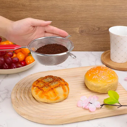 Vista 7 de 3 coladores de malla fina de acero inoxidable para cocina, tamiz fino de metal multiusos con asa, perfecto para alimentos, arroz, quinua