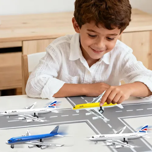 Vista 5 de Juguetes de Avión, Avión de Metal con Retroceso para Niños y Niñas de 3 4 5 6 7 Años, Modelos de Aviones Die Cast, Vehículos de Juego para Niños