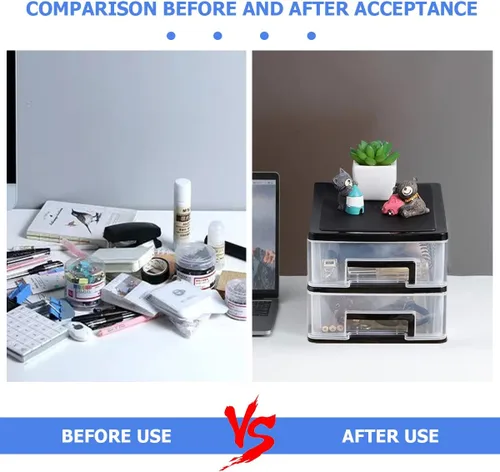 Vista 6 de Organizador de cajones de plástico de 2 niveles para escritorio, cosméticos, joyas, suministros de oficina, organización del hogar