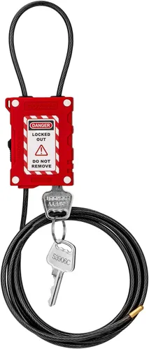 Vista 9 de Bloqueo de cable de bloqueo Cerraduras Loto ajustables de 0.16 x 78 pulgadas Cable de acero recubierto de PVC para válvulas y paneles Cumple