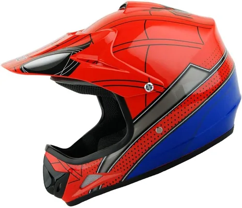 Vista 2 de WOW Casco para niños BMX MX Motocross ATV Dirt Bike Casco Spider Rojo
