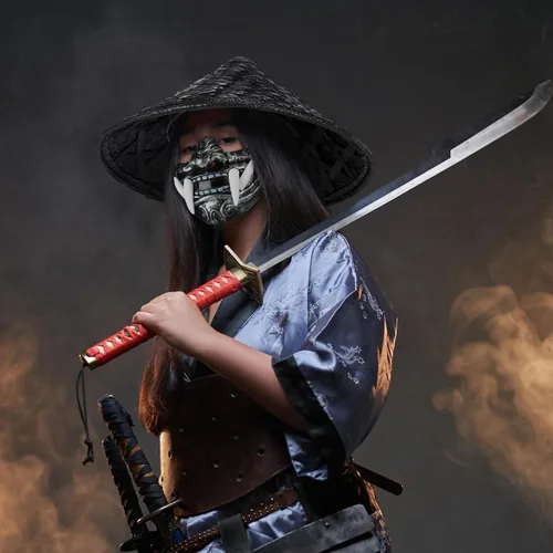 Vista 4 de Evervibe 2 piezas Samurai Halloween disfraz cosplay accesorio de fiesta