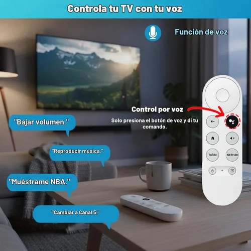 Vista 2 de Control remoto de repuesto para Google TV Streamer (4K), control remoto por voz