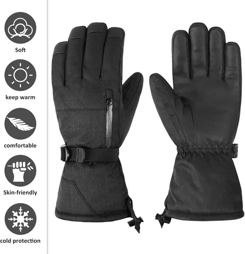 Vista 5 de Guantes de esquí para niños, guantes de nieve impermeables, guantes de snowboard para pantalla táctil, guantes de invierno con bolsillo para niños