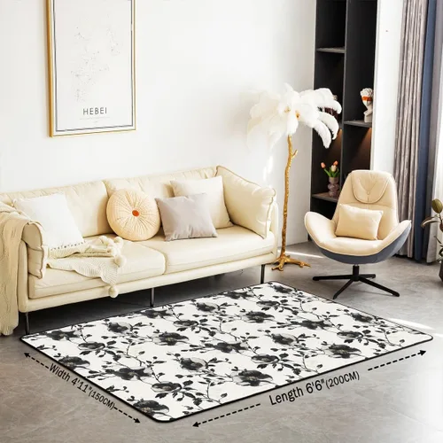 Vista 3 de jejeloiu Groovy Flower Area Rug 3x5 Retro Floral Boho Living Room Rugs for Bedroom 70S Hippie Groovy Flowers Bohemian Decor Carpet Psychedelic Beige