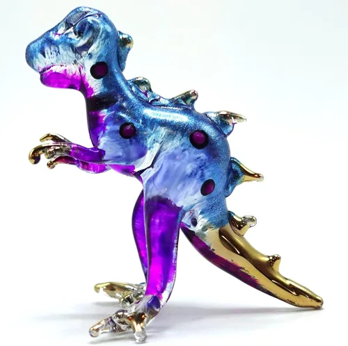 Vista 7 de T-rex Tyrannosaurus Dinosaurio Pequeñas Figuras en miniatura pintadas a mano de vidrio soplado de animales de arte coleccionable, regalo