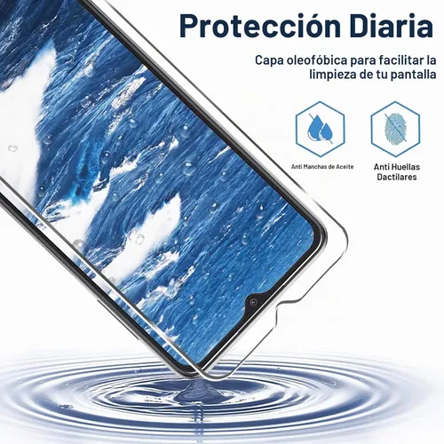 Vista 4 de [Paquete de 3+3] Protector de pantalla para Galaxy A13 con protector de lente de cámara, película de vidrio templado HD, dureza 9H, antiarañazos