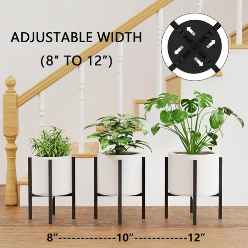 Vista 3 de Linpla Soporte de Metal Ajustable para Plantas de Interior y Exterior - Se Adapta a Macetas de 8 a 12 Pulgadas - Soporte para Macetas Moderno