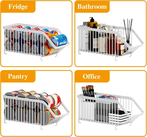 Vista 5 de GILLAS Paquete de 8 organizadores apilables de latas de soda para refrigerador, dispensador de latas, estante de almacenamiento de alimentos