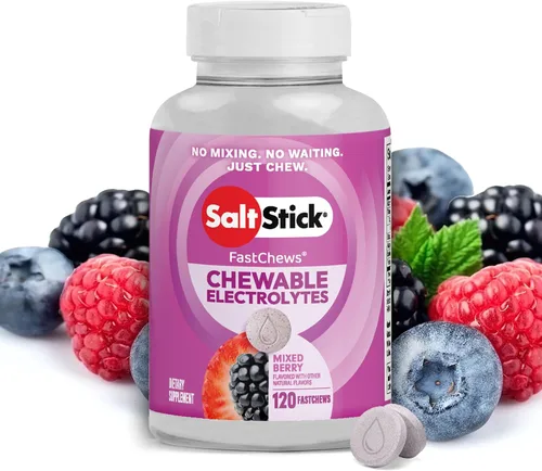 Vista 27 de SaltStick Electrolyte FastChews con cafeína – 60 tabletas masticables Citrus Burst – Tabletas de sal para correr e hidratar, masticables