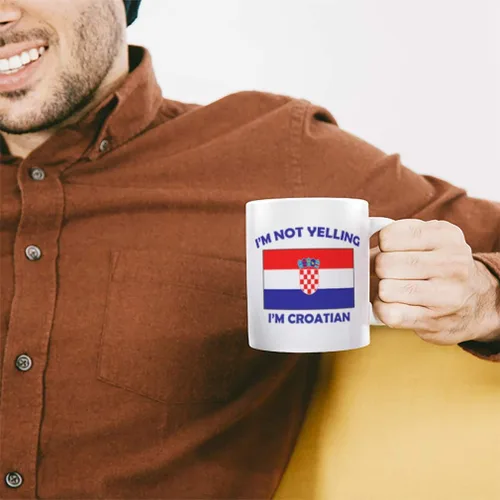 Vista 4 de Speedy Pros Taza de té de cerámica con texto en inglés "I M Not Yelling I Am Croatian Croatians Croatians - Taza de té de cerámica, regalo