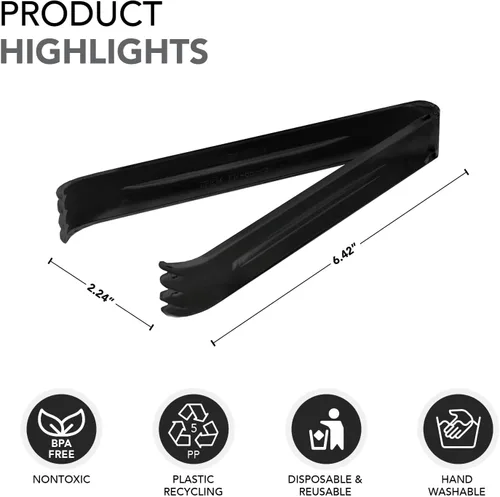 Vista 7 de Party Essentials Kit de utensilios de plástico para servir bufé, cucharas, tenedores, pinzas, 20 piezas, color negro