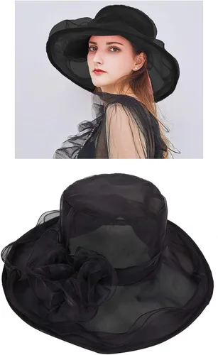 Vista 5 de Lawie Sombrero fascinante de flores para fiesta de té sombrero de organza para velo de vestir sombreros de iglesia funeral cóctel Pascua sombrero