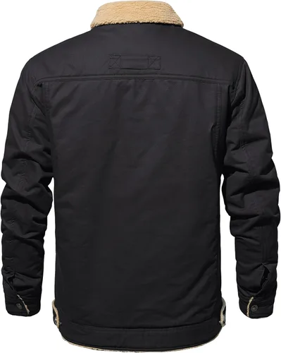 Vista 2 de KEFITEVD Chaquetas tipo cargo con forro polar Sherpa para hombre, estilo militar, abrigo grueso y cálido