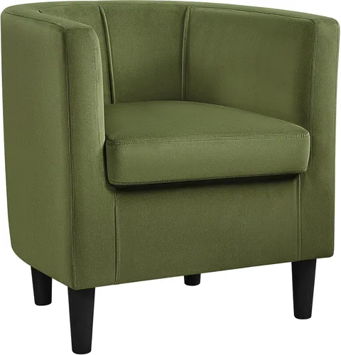 Vista 10 de Yaheetech - Silla de terciopelo decorativa, sillones modernos y cómodos, silla de sofá de barril tapizada para sala de estar, dormitorio, sala