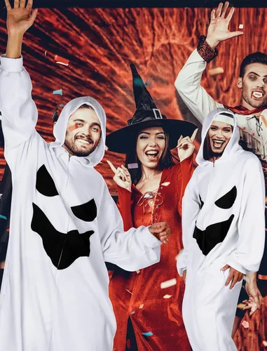 Vista 3 de Shinymoon Disfraz de calabaza para adulto, disfraz de calabaza de Halloween, pijamas de calabaza para hombre y mujer, disfraz de calabaza Jack O