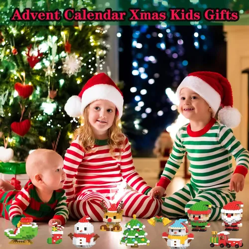 Vista 8 de Juego de bloques de construcción de campanas de Navidad y botas, compatible con el calendario de Adviento Lego 2025, apilables, juguetes nuevos
