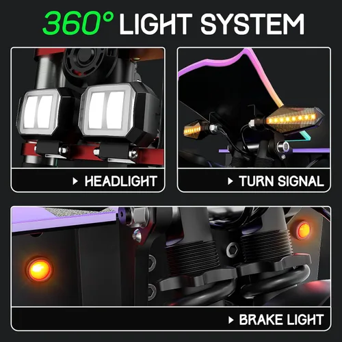 Vista 3 de Electric Scooter Adult K8 6000w Dual Motor, Max Speed 50MPH Range 70 Miles, 12 Inch Street Tires Commuter Dual Suspension E-Scooter with Seat and