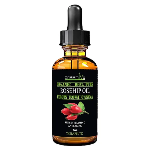 Vista 2 de GreenIVe Aceite de rosa mosqueta Rosa Canina 100% puro prensado en frío aceite virgen gotero de vidrio fácil aplicación (2 onzas líquidas)