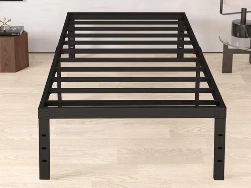 Vista 13 de Marco de cama de plataforma de metal doble de 14 pulgadas con Resistente, no necesita somier, sin ruido, fácil montaje, estilo contemporáneo, negro
