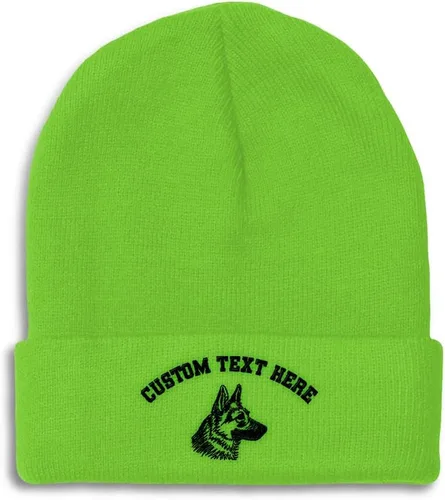 Vista 28 de Gorros personalizados para hombre, sombreros de invierno bordados de cabeza de pastor alemán negro para mujer, gorra de cráneo de acrílico, 1