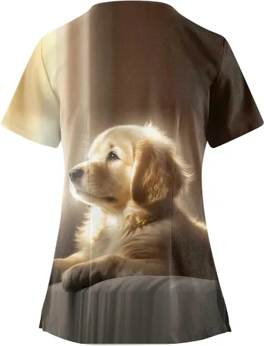 Vista 2 de Camiseta de manga corta con estampado de animales 3D para mujer, talla grande, para senderismo, con bolsillo
