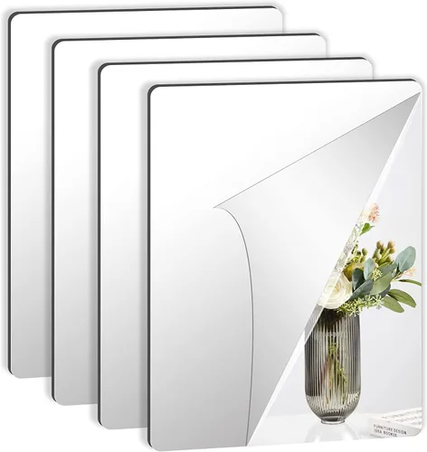 Vista 14 de JUNEBRUSHS Paquete de 4 Espejos Acrílicos Autoadhesivos, Azulejos de Espejo de 12X 12 Pulgadas, Láminas de Espejos de Plástico Flexibles Adhesivas a