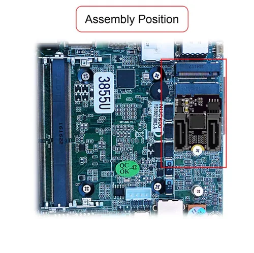 Vista 2 de ChenYang PCIE 3.0 M.2 (A+E Key) a 2 SATA 3.0 Adaptador de tarjeta de extensión para tarjeta de disco duro SATA de la placa base Extensión del puerto