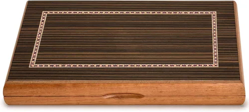 Vista 7 de Set de juego de backgammon lacado con incrustaciones de madera en blanco y negro, 13 pulgadas (versión inglés)