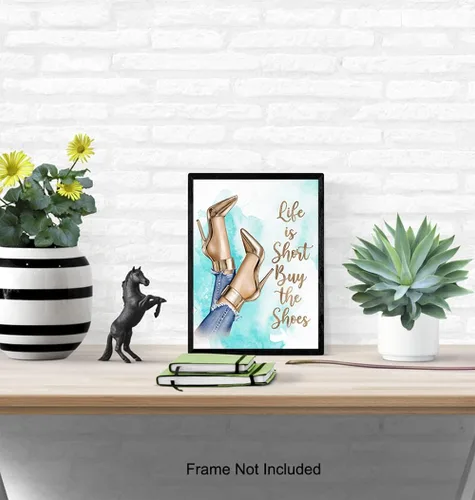 Vista 5 de Arte de pared de diseño de moda, decoración de pared glamorosa, regalo de lujo para mujeres, fanáticos de los zapatos de diseñador, fashionista