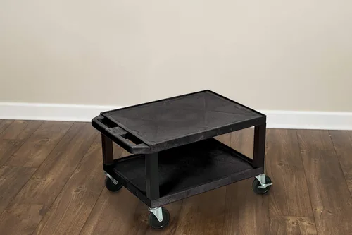 Vista 4 de Luxor Móvil Multiusos 16"H AV Carro Utilitario con 2 Estantes, Eléctrico - Negro