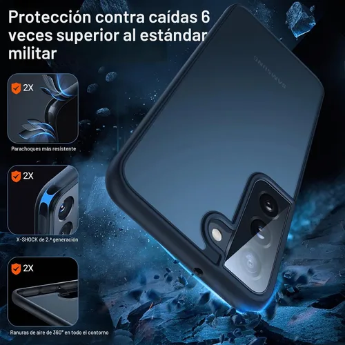 Vista 2 de Torras - Funda a prueba de golpes para Galaxy S22, [probada contra caídas de grado militar]. Parte trasera dura y translúcida mate y bordes suaves
