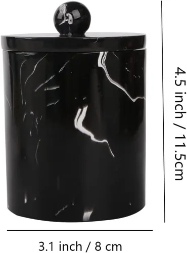 Vista 6 de Dispensador de soporte Qtip para baño con tapa, soporte para hisopos de algodón de tocador, recipiente de bola de algodón de resina, esponjas