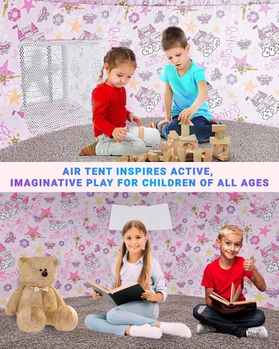 Vista 3 de Skywin Fairy Fort - Carpa de Aire para Niños con Puerta (77" x 50") Se Arma en 30 Segundos, Carpas para Niños Pequeños de Interior para Juego Fuerte