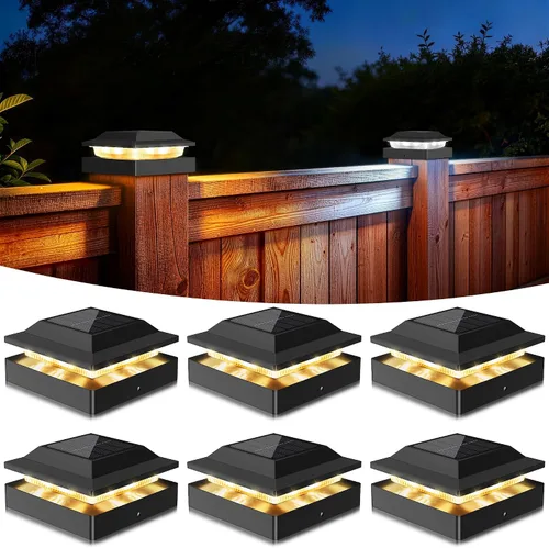 Vista 9 de Luces solares para postes de madera y vinilo de 4 x 4, paquete de 2 Negro