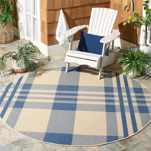 Vista 68 de SAFAVIEH Alfombra Lavable para Exteriores Colección Courtyard - 2'3" x 4', Beige y Azul, Patrón a Cuadros, No Desprende Pelusa y Fácil Limpieza