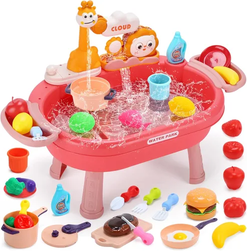 Vista 10 de HOLYFUN - Juego de juguetes de comida con cesta de la compra y frutas para cortar Includes toy pots, pans, plastic dishes and realistic food