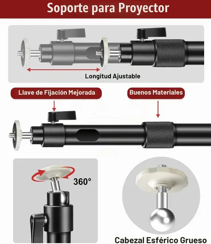 Vista 11 de 2-Be-Best Soporte de proyector mejorado, mejor proyector fijo para montaje en techo, soportes de pared con longitud extensible de 14-24 pulgadas