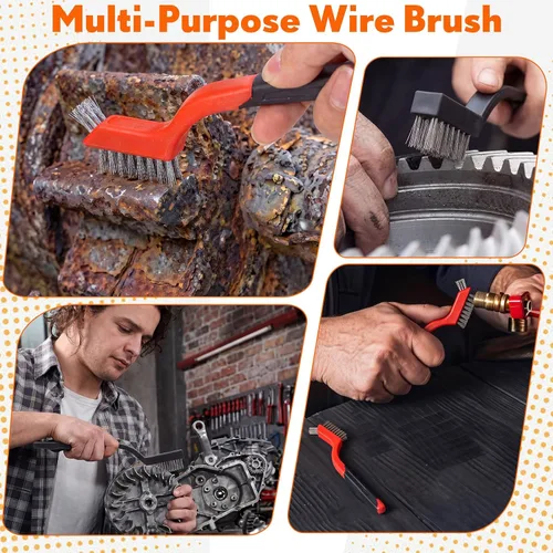 Vista 4 de Zhehao 90 Pcs Mini Wire Brushes Set for Cleaning Small Stainless Metal Brush Scrub Masonry Brass Wire Curved Handle for Cleaning Welding Slag Rust