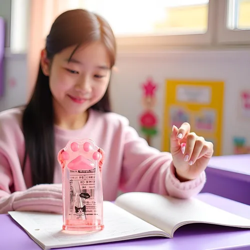Vista 6 de Sacapuntas de pata de gato rosa, suministros escolares kawaii, premio para estudiantes, regalo para niños, sacapuntas kawaii, suministros
