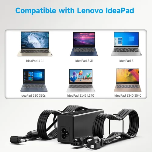 Vista 4 de Cargador para portátil de 45 W, 20 V, 2.25 A, compatible con Lenovo Ideapad 100 110 110s 120s 310 320 320s 330 330s 510 510s 710s; Yoga 710 11 14
