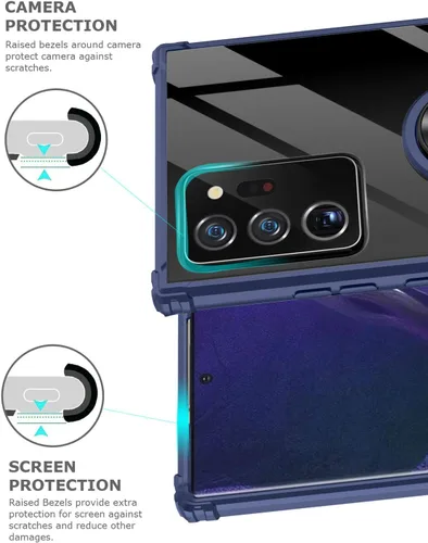 Vista 5 de Funda con función atril para Samsung Galaxy Note 20 Ultra, funda transparente de protección contra caídas para Galaxy Note 20 Ultra, carcasa delgada