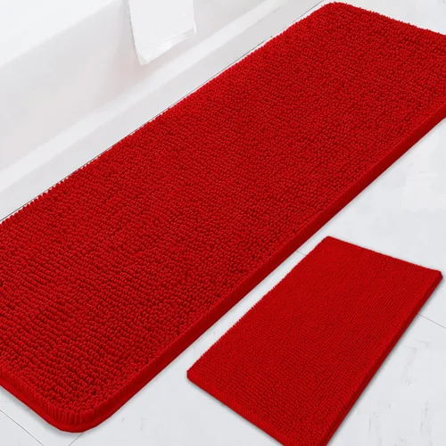 Vista 47 de Juegos de alfombras de baño de 2 piezas, alfombra de baño de felpilla extra suave ultra absorbente, alfombra de baño con base antideslizante de PVC