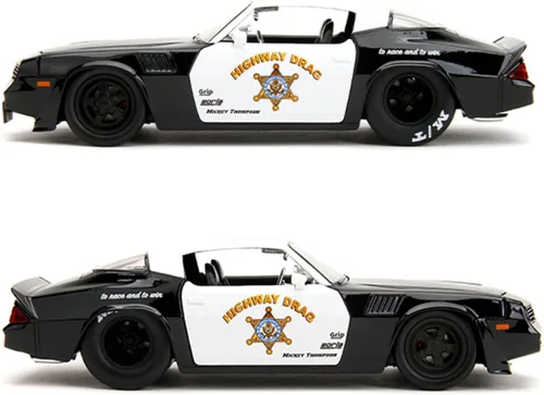 Vista 4 de Jada Big Time Muscle 1:24 1979 Chevy Camaro Z28 - Auto fundido a presión, juguetes para niños y adultos (colores policiales)