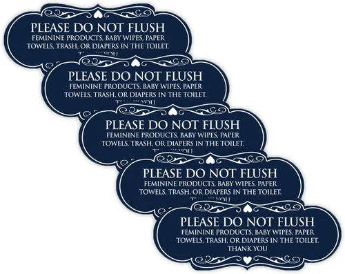 Vista 33 de Signs ByLITA Designer Please Do Not Flush Etiqutte Letrero (negro) - Pequeño 1 paquete