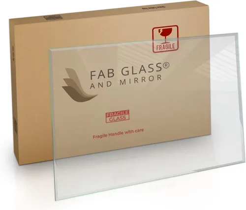 Vista 2 de Fab Glass and Mirror Mesa rectangular de vidrio de 24 x 36 pulgadas, repuesto de vidrio templado transparente, borde biselado de 3/8 pulgadas