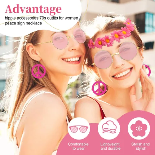 Vista 5 de Accesorios de disfraz hippie para niña de los años 60 y 70